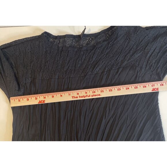 Vintage Babette Size XS Pleated 3/4 Sleeve Midi Dress Black Extra Small Y2K LBD - Picture 8 of 10